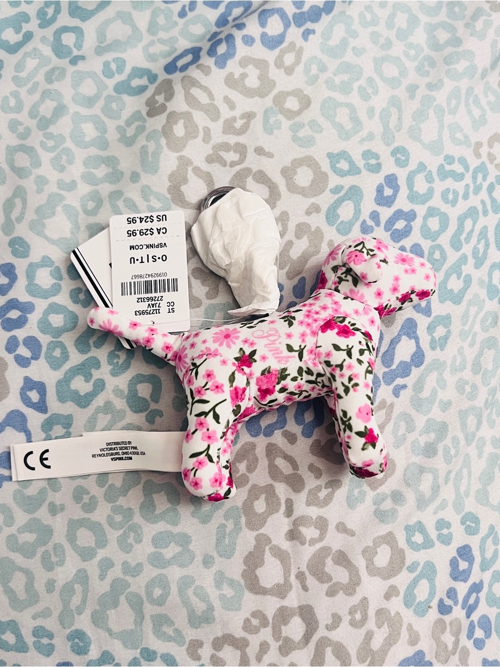New Victoriaโs Secret PINK Dog Keychain Floral Spring Bag Charm